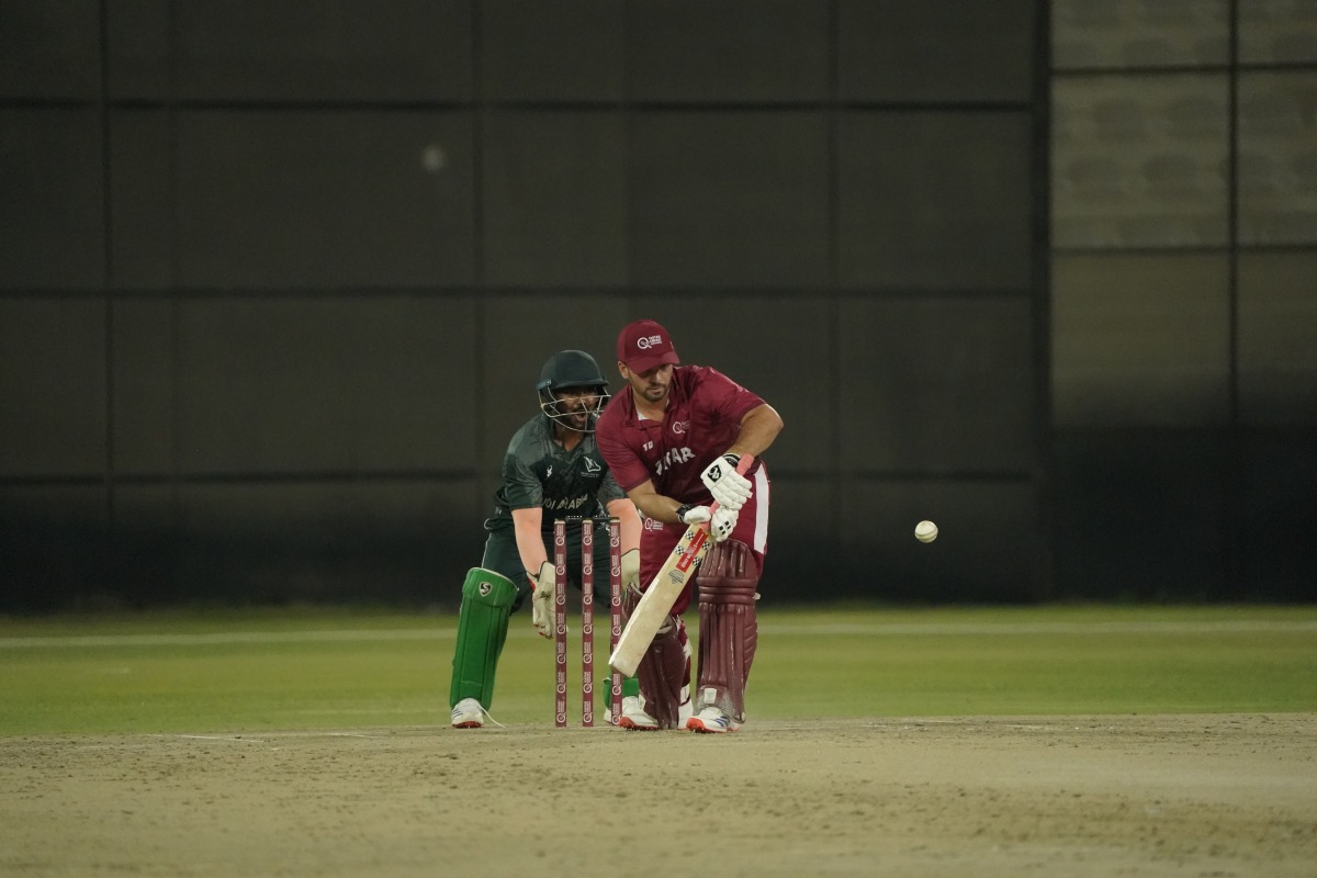 Action during the second T20 international between Qatar and Saudi Arabia.