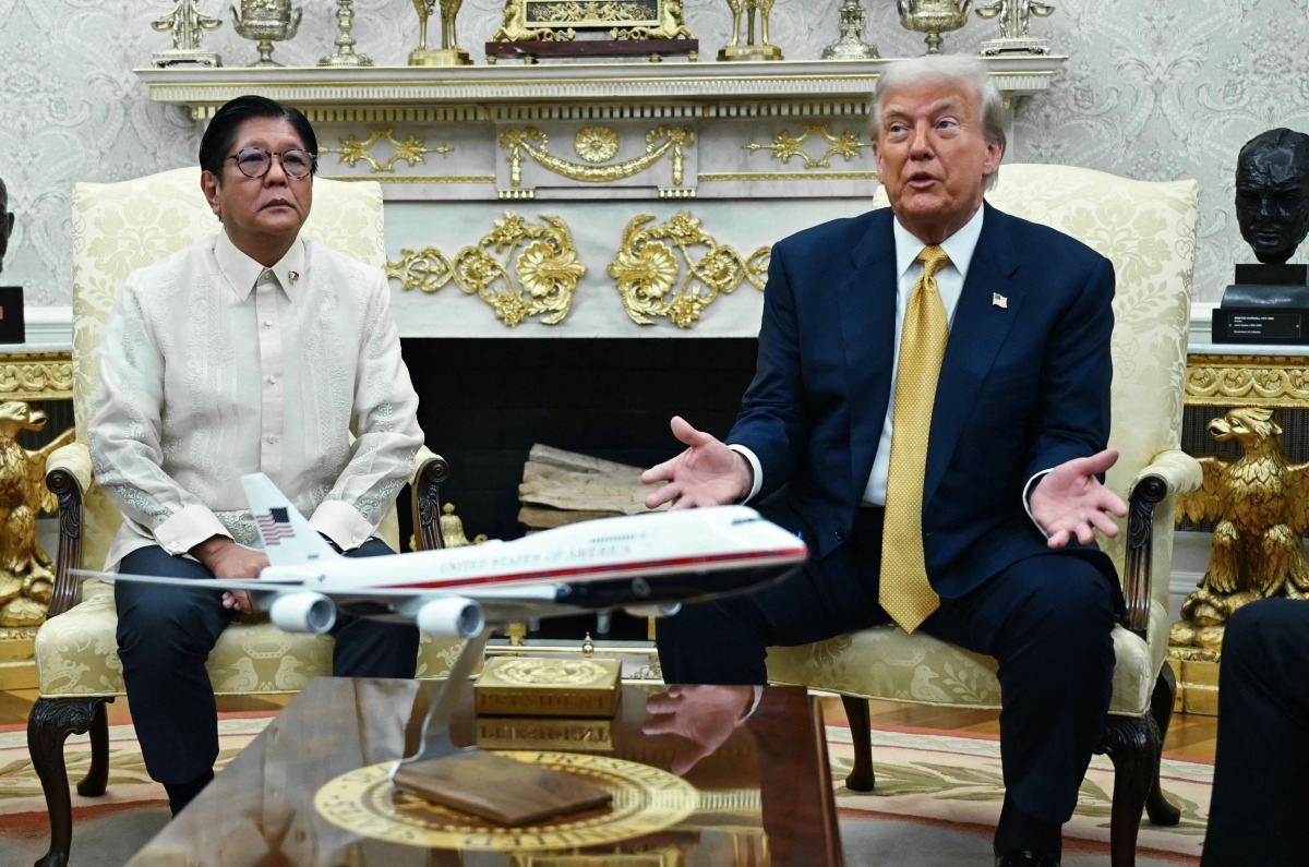 US President Donald Trump speaks alongside Filipino President Ferdinand Marcos Jr. during a meeting in the Oval Office at the White House in Washington, DC, on July 22, 2025. (Photo by ANDREW CABALLERO-REYNOLDS / AFP)
