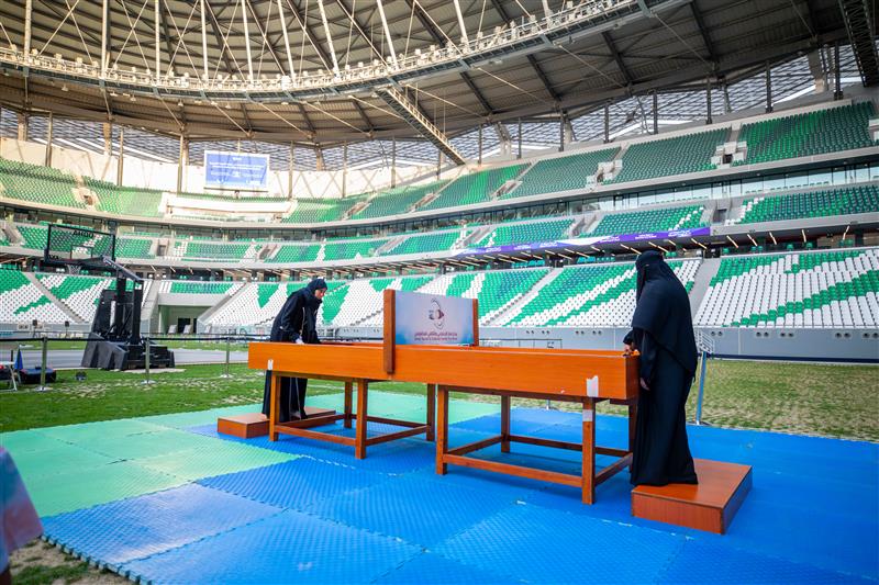 Participants from the Qatar Cultural Center for the Blind at QF Ladies Night at Education City Stadium.