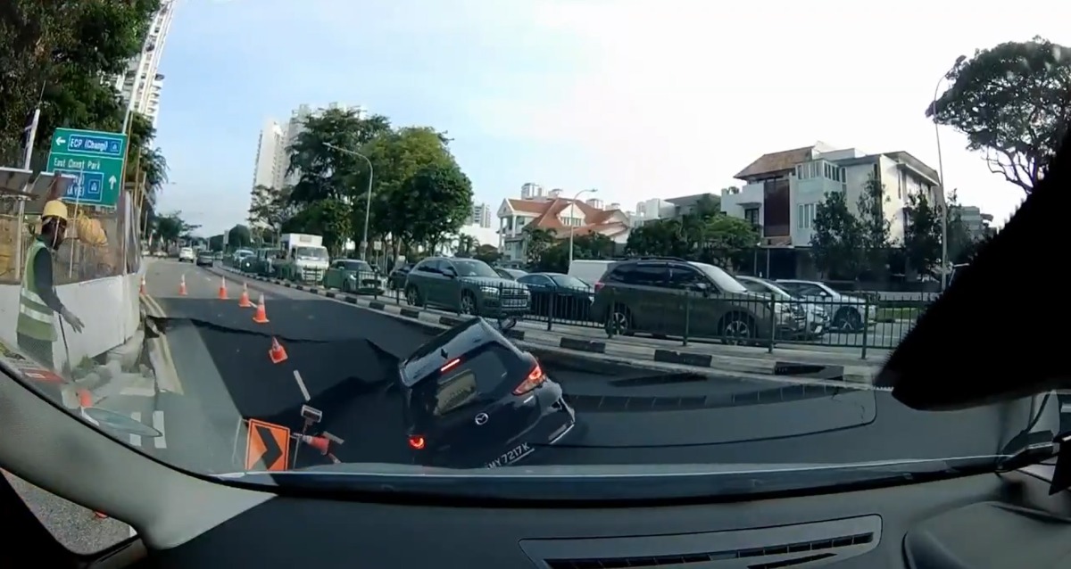 Screengrab from circulating dashcam footage of the incident on social media. 