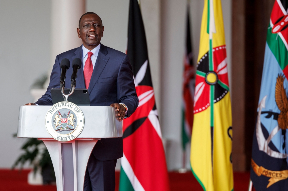 File photo: Kenya's President William Ruto speaks during a press conference at State House in Nairobi on July 11, 2024. (Photo by Tony Karumba / AFP)