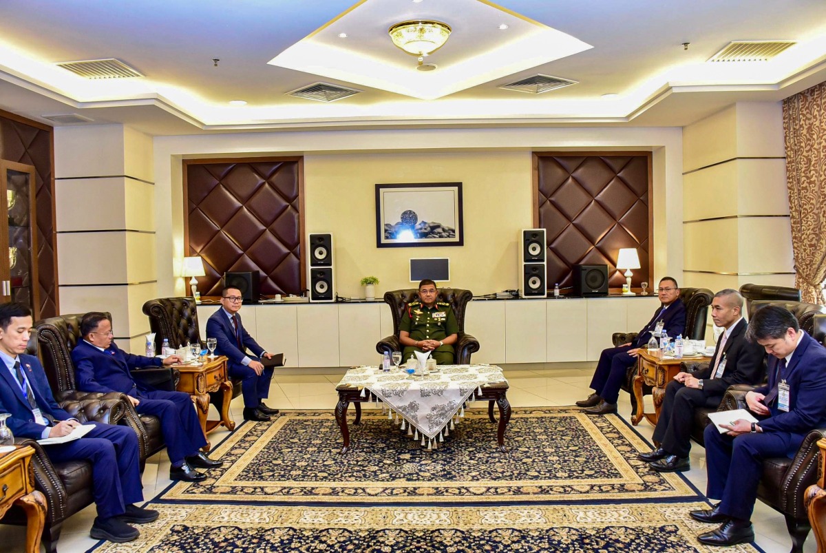 Thai and Cambodian officials sit together in Kuala Lumpur, Malaysia on Aug. 4, 2025. (Malaysian National News Agency/Handout via Xinhua)
