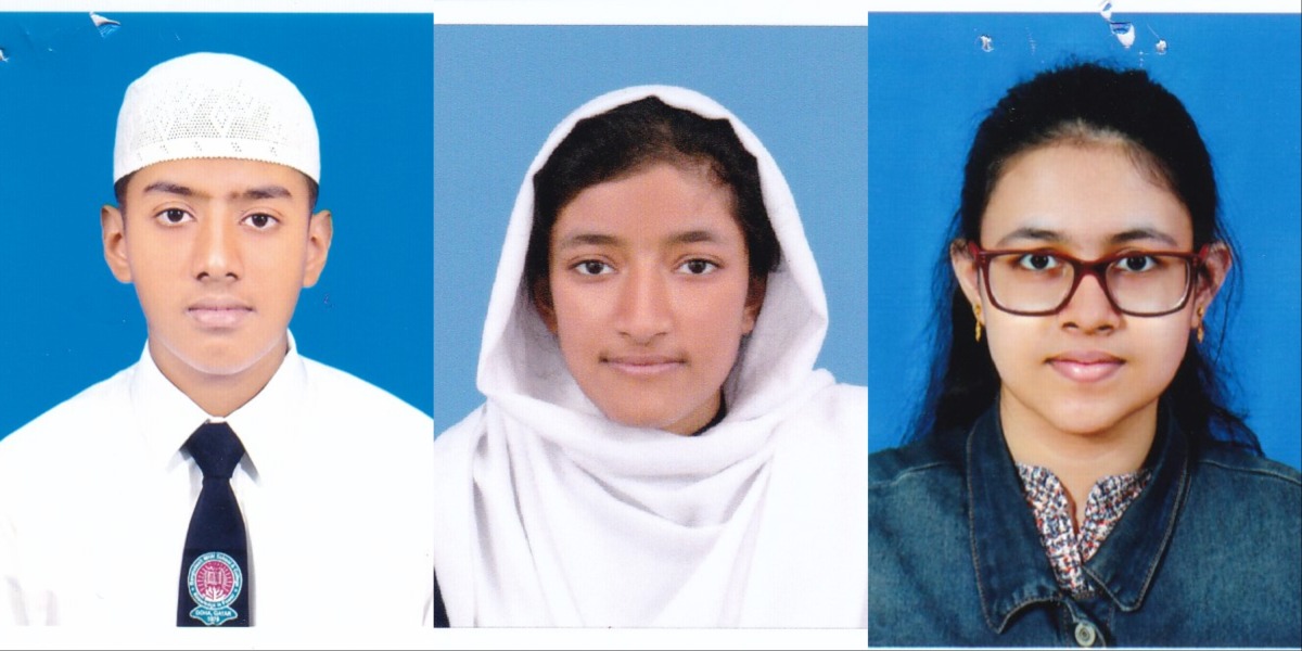 From left to right, Zamil Bin Tafsir (GPA-5.00), Mariyam Chowdhury (GPA-5.00), Afia Anjum (GPA-5.00). 