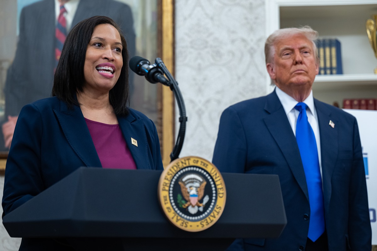 D.C. Mayor Muriel E. Bowser and President Donald Trump in the Oval Office in May. Photo credit: Annabelle Gordon/For The Washington Post
