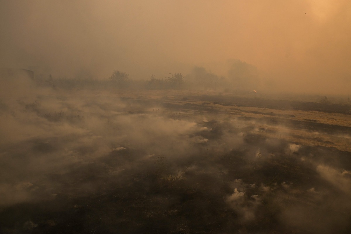 View of the burnt area after a wildfire in the village of Santa Baia de Montes, in the province of Ourense, northwestern Spain, on August 14, 2025. Photo by MIGUEL RIOPA / AFP