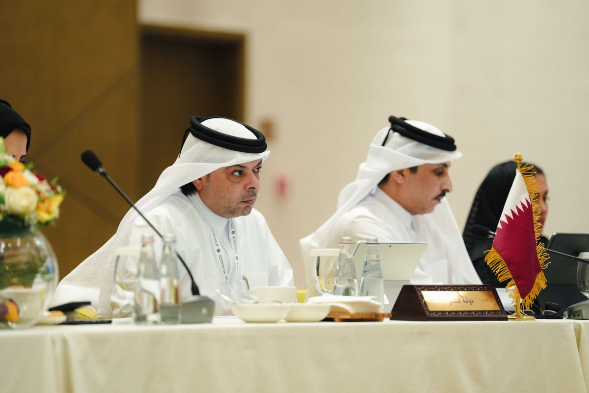 Qatari officials during the meeting in Muscat.