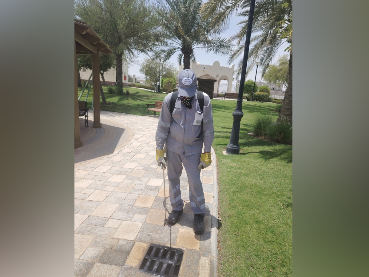 An Al Shamal Municipality worker during the cleanliness campaign.