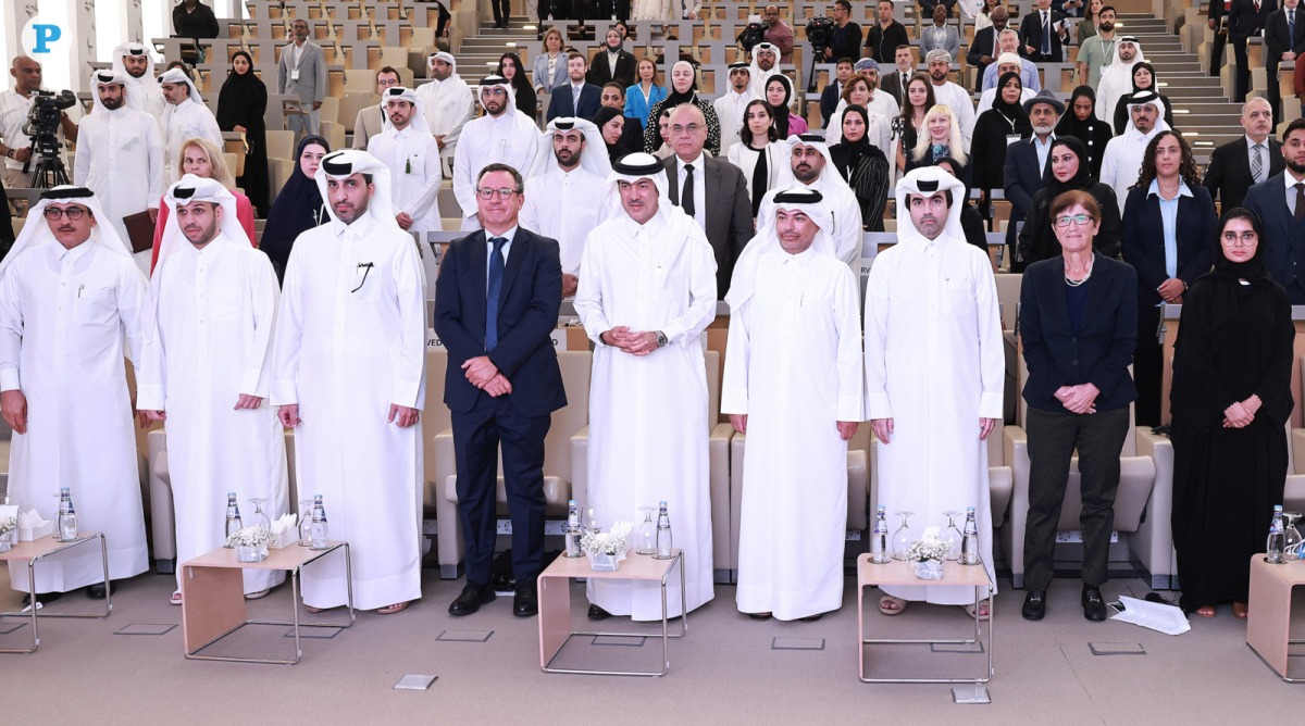 Minister of State for Foreign Trade Affairs at MoCI, H E Dr. Ahmed bin Mohammed Al-Sayed with other officials during the opening ceremony of the conference. (Pic: Rajan Vadakkemuriyil / The Peninsula)