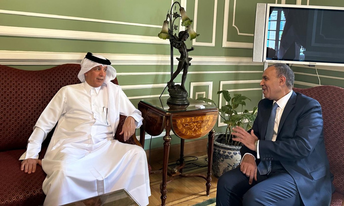Minister of State for Foreign Affairs H E Sultan bin Saad Al Muraikhi meeting with Minister of Foreign Affairs, Immigration, and Egyptian Expatriates Affairs of Arab Republic of Egypt H E Dr. Badr Abdelaaty.
