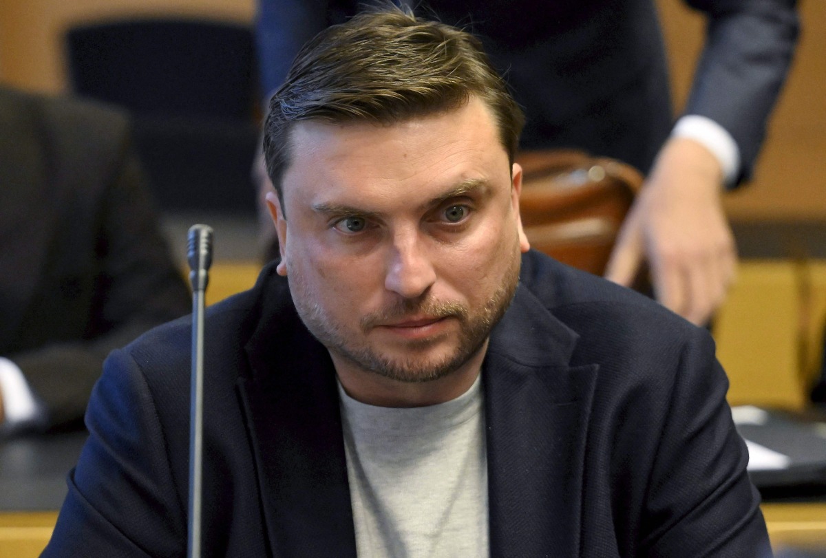 The captain of Cook Islands-registered oil tanker Eagle S, Georgian national Davit Vadatchkoria attends a trial over sabotage at the District Court in Helsinki, Finland on August 25, 2025. Photo by Roni Rekomaa / Lehtikuva / AFP