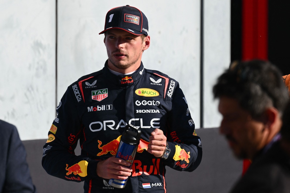 Red Bull Racing's Dutch driver Max Verstappen looks on after taking pole position following the qualifying session ahead of the Italian Formula One Grand Prix at the Autodromo Nazionale Monza circuit, in Monza, northern Italy, on September 6, 2025. (Photo by Philippe Lopez / AFP)