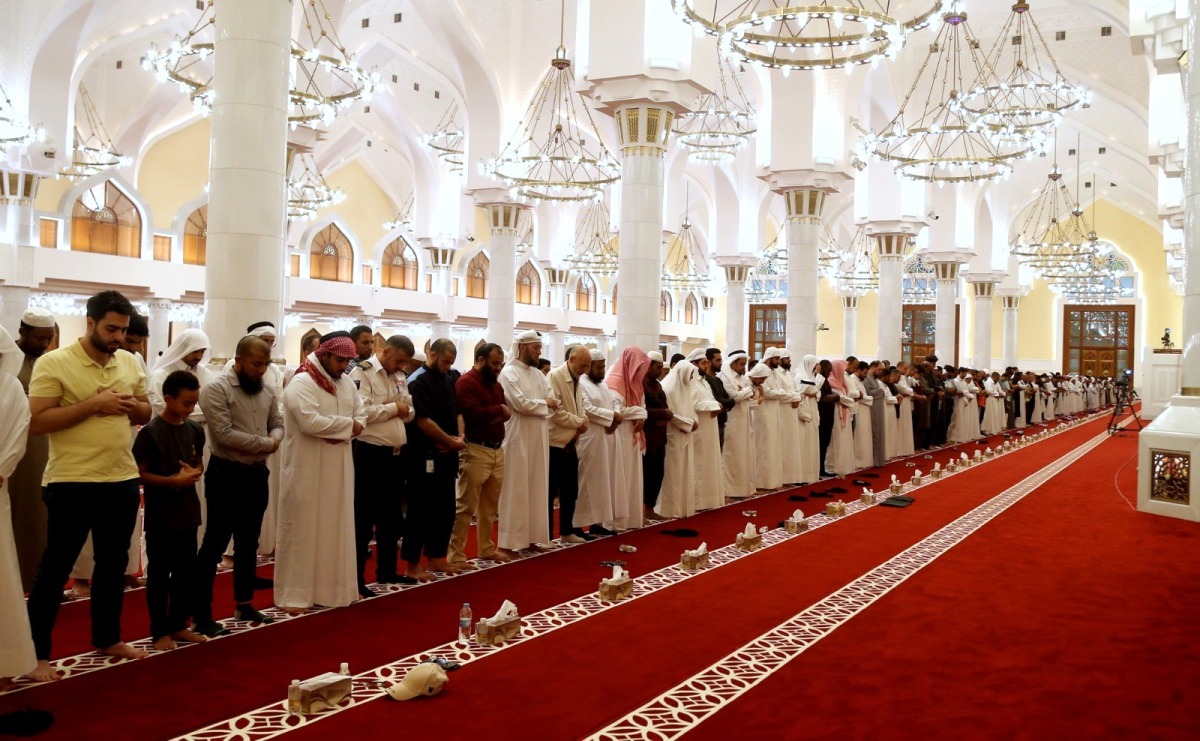 Worshippers performed the Eclipse Prayer (Salat al-Khusuf) following Isha prayer this evening, September 7, 2025. Photo by Oussama Zerrougui / The Peninsula