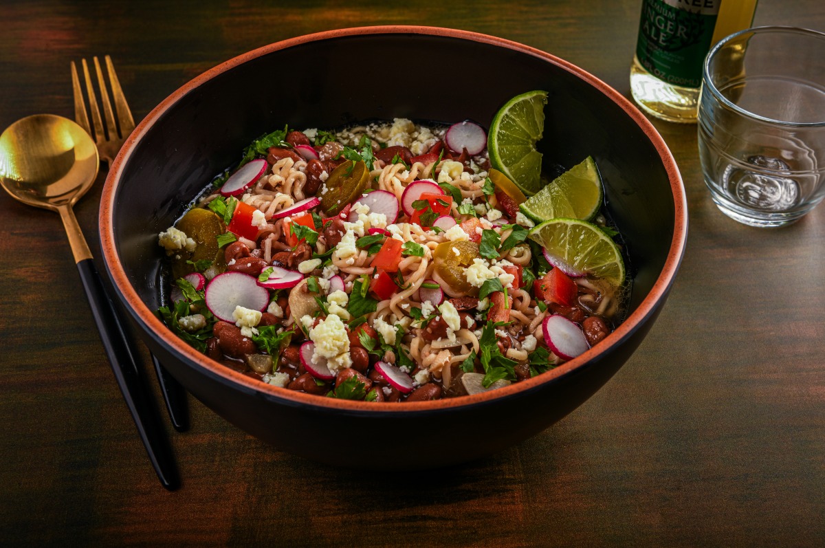 Instant Ramen With Mexican-Style Beans. Photo credit: Rey Lopez/For The Washington Post
