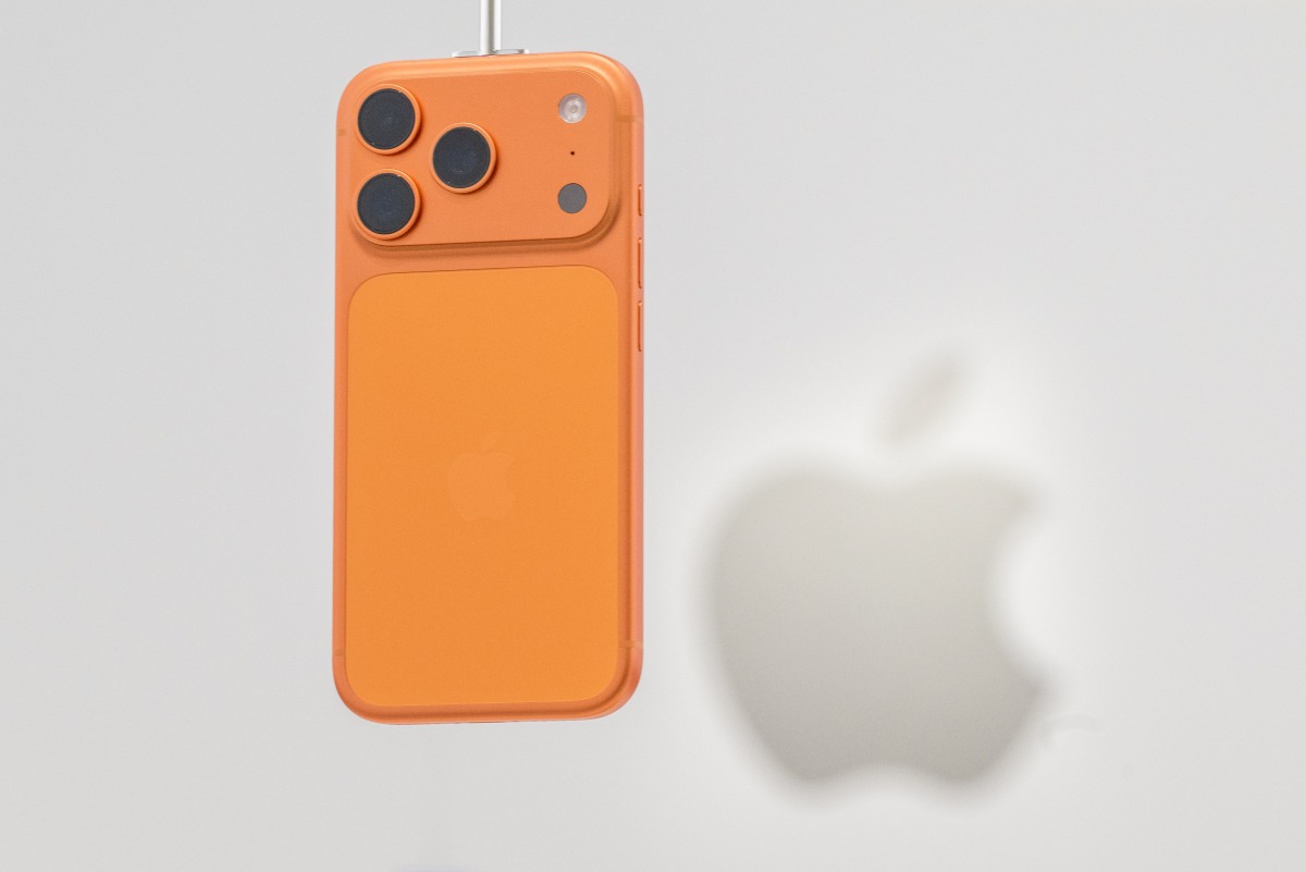An Apple iPhone 17 Pro is displayed during Apple's 