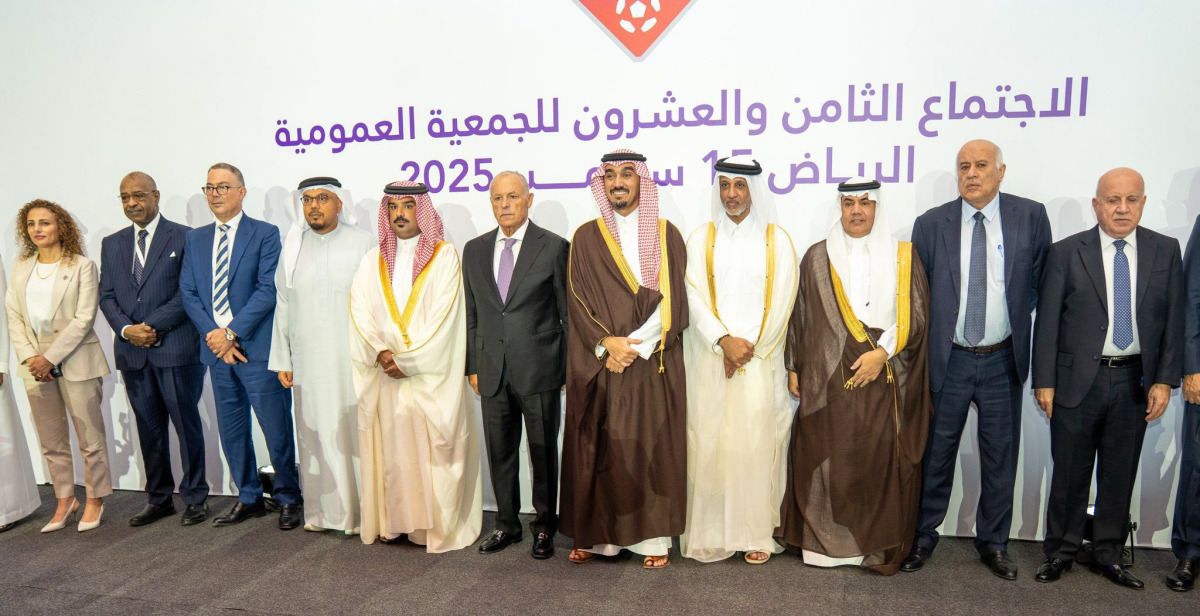 Minister of Youth and Sports H E Sheikh Hamad bin Khalifa bin Ahmed Al Thani with the other top UAFA officials.