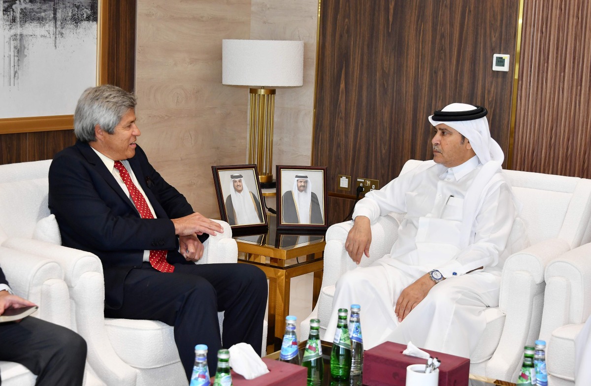 Ambassador of Peru to Qatar, H E Gonzalo Voto Bernales with QC Second Vice-Chairman, Rashid bin Hamad Al-Athba.