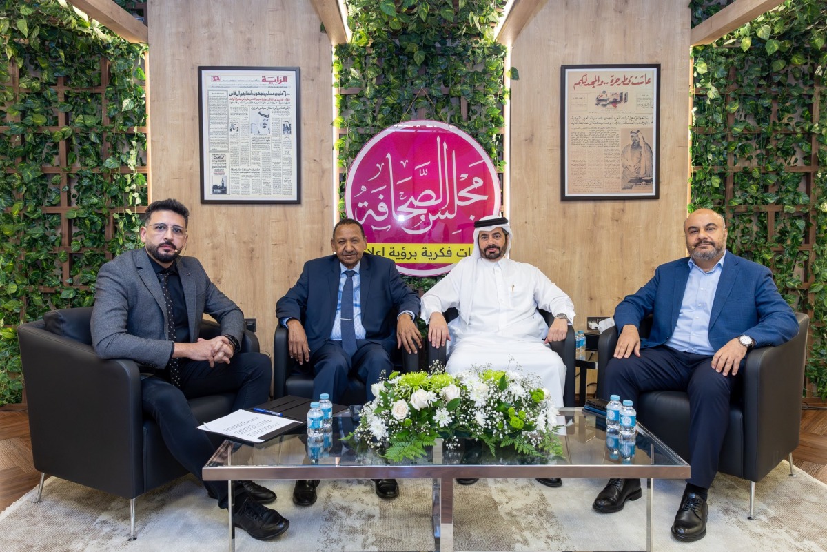 FROM LEFT: Molhem Brejgawi, Dr. Mustafa Osman, Abdullah Al-Athba, and Hossam Shaker during the event at QPC.