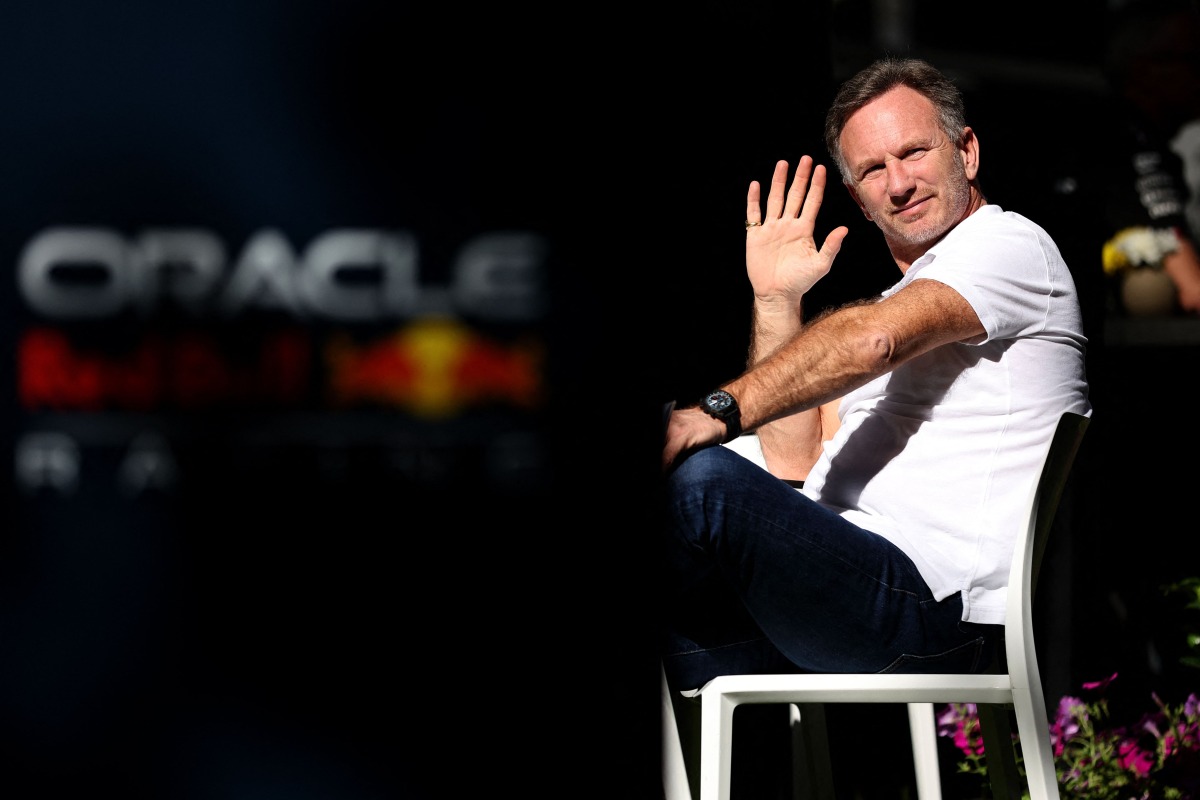 Red Bull Racing team principal Christian Horner waves at the Albert Park Circuit ahead of the Formula One Australian Grand Prix in Melbourne on March 21, 2024. Photo by Martin KEEP / AFP

