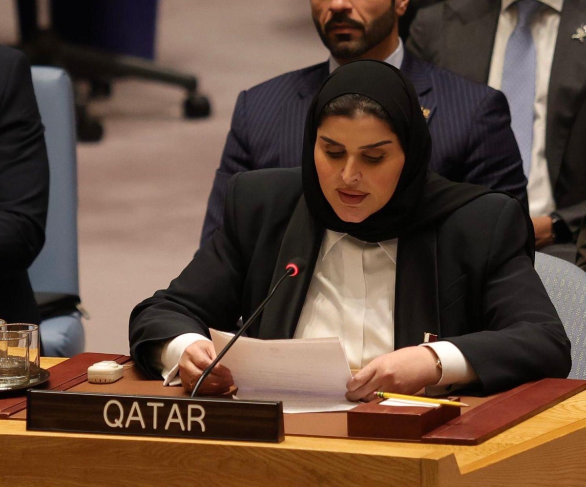 Minister of State for International Cooperation H E Maryam bint Ali bin Nasser Al Misnad attending the meeting.