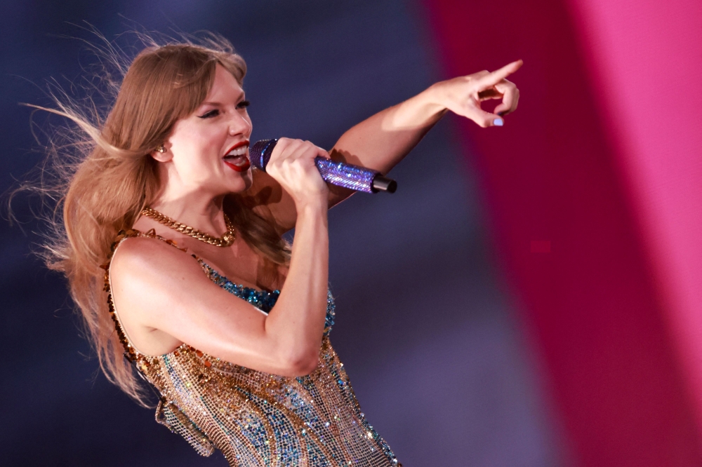 (Files) US singer-songwriter Taylor Swift performs during her Eras Tour in Inglewood, California, August 7, 2023. (Photo by Michael Tran / AFP)
