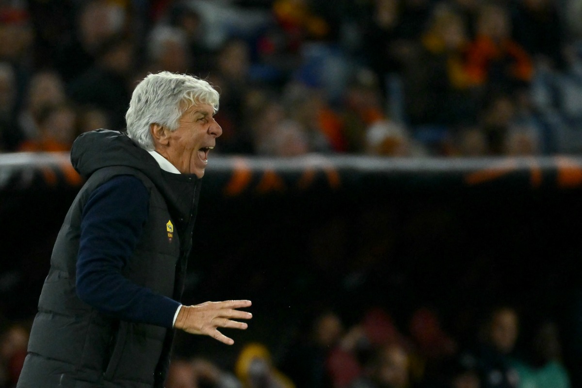 Roma's Italian head coach Gian Piero Gasperini. (Photo by Filippo MONTEFORTE / AFP)
