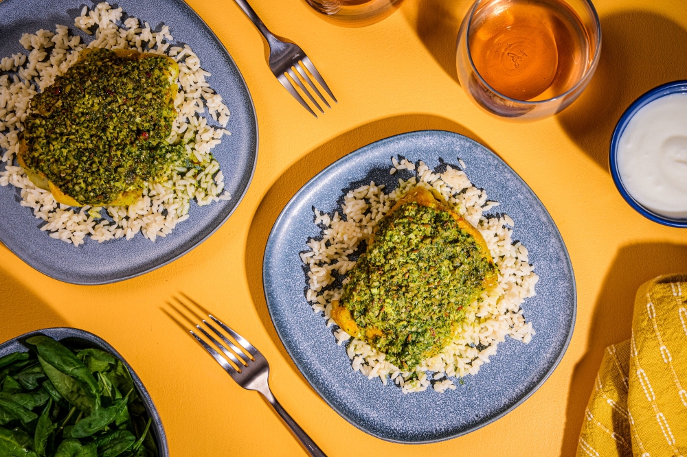 Parsi-style fish packets with spicy mint chutney. Lauren Bulbin/The Washington Post