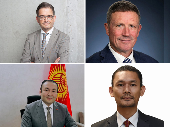Clockwise from top left: Ambassador of Germany, H E Oliver Owcza; Ambassador of Australia, H E Shane Flanagan; Ambassador of Malaysia, H E Mohammad Faisal Razali; and Ambassador of Kyrgyz Republic, H E Marat Nuraliev