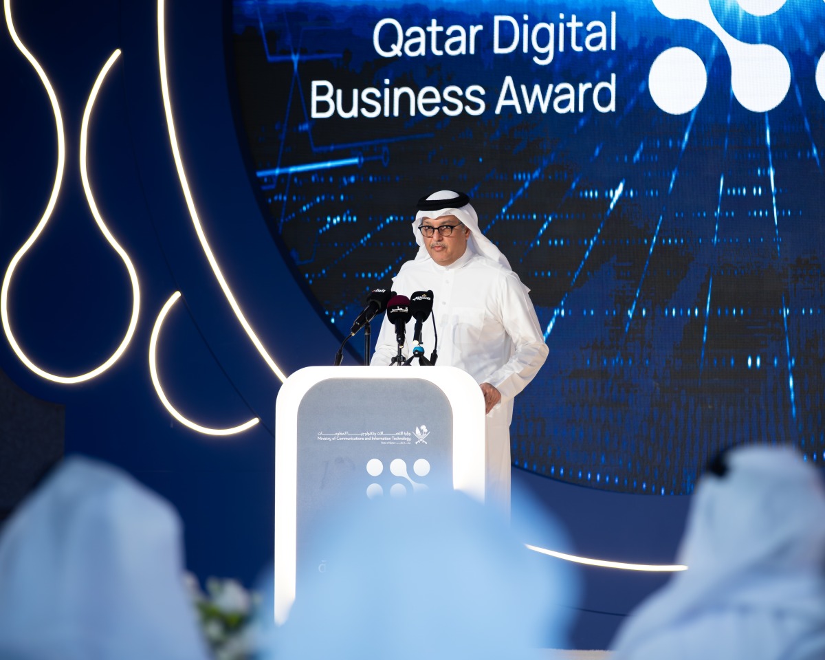 Minister of Communications and Information Technology, H E Mohammed bin Ali Al Mannai addressing the event. 