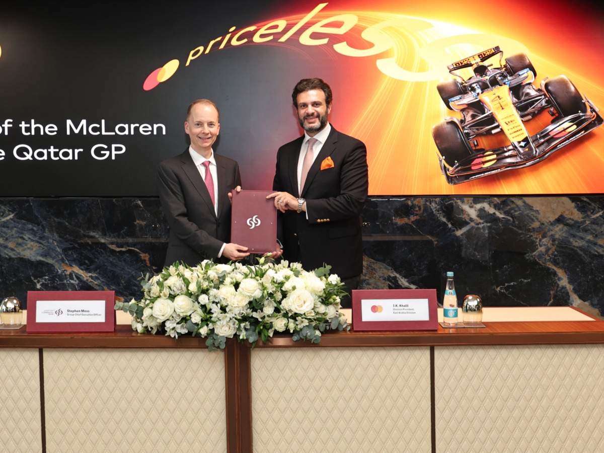 Commercial Bank CEO, Stephen Moss and EVP & division president, East Arabia at Mastercard, J K Khalil during the ceremony.