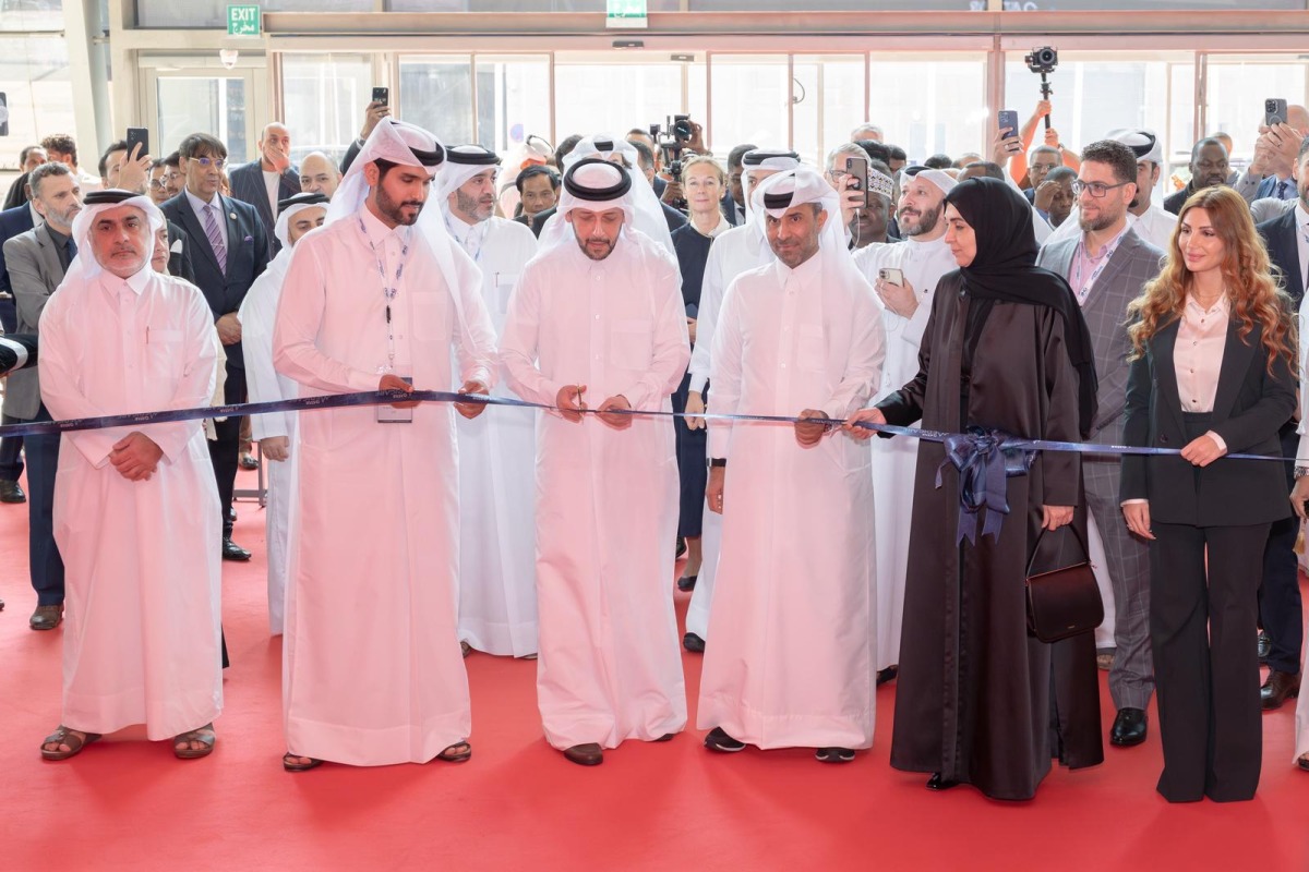 Minister of Public Health H E Mansoor bin Ebrahim bin Saad Al Mahmoud and other officials during the inauguration of the second edition of Qatar’s International Healthcare and Medical Exhibition and Conference (Qatar Medicare) yesterday. 