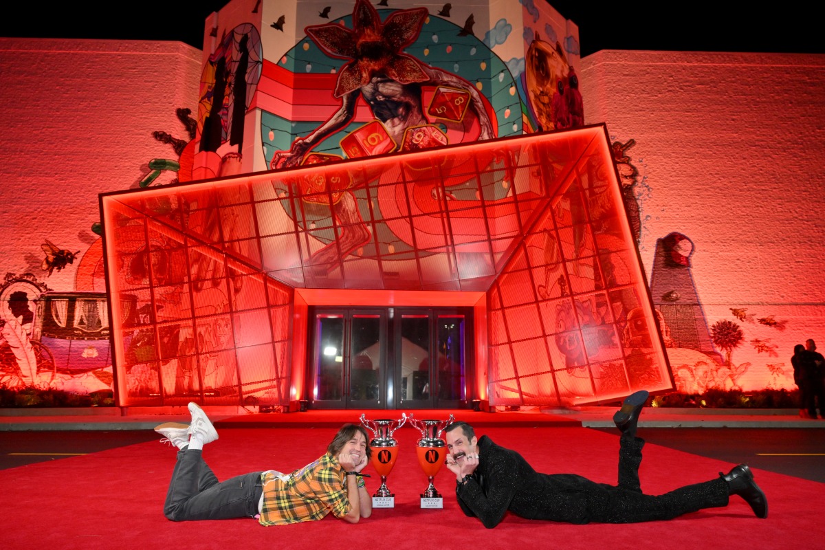 L-R) Phill Cain and Sam Lantz attend the Netflix House Philadelphia Grand Opening Event at Netflix House King of Prussia on November 10, 2025 in Philadelphia, Pennsylvania. Photo by LISA LAKE / GETTY IMAGES NORTH AMERICA / GETTY IMAGES VIA AFP