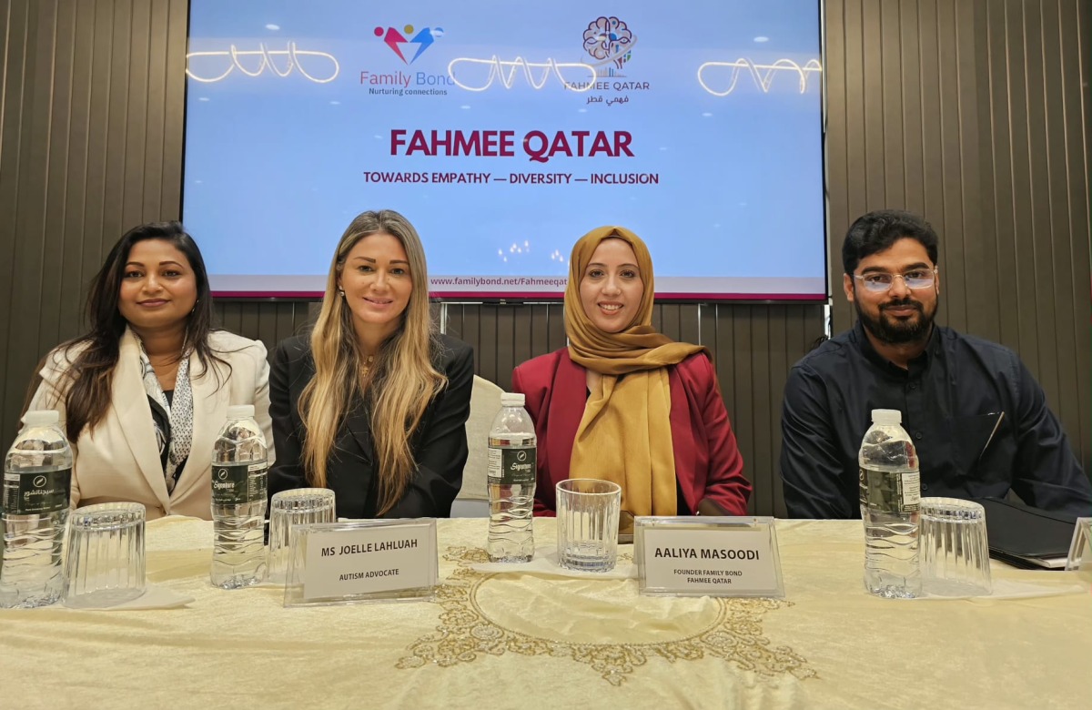 From left: Yasmeen Naaz, Founder - QST Training & Consultancy, Joelle Lahlouh - Autism Advocate, Aaliya Masoodi, Founder - Family Bond / Fahmee Qatar, and Shoaib Hafiz, Founder - Autism Parent  Club