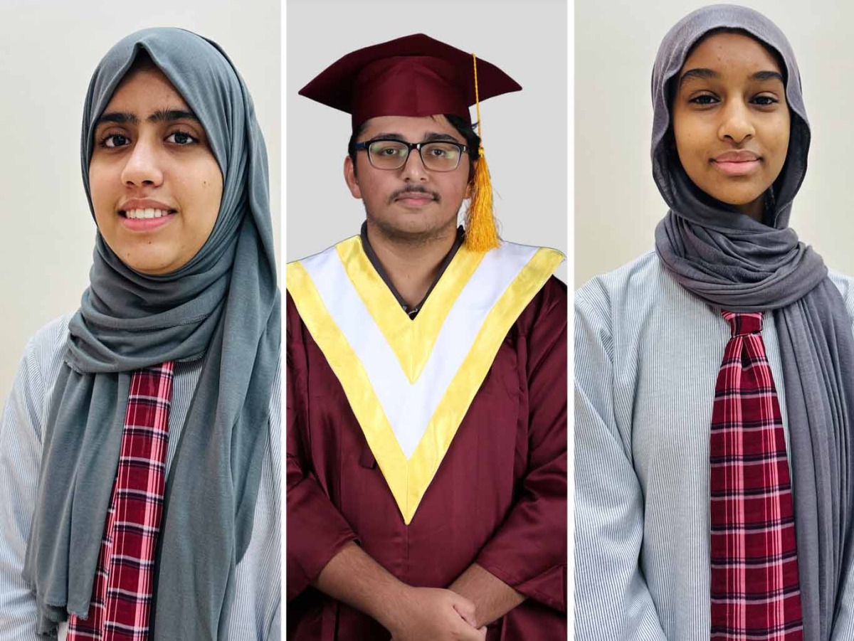 From left: Areeba Naeem, Hasaan Junaid Kasmani, and Nour Khalid Mohammed Saeed