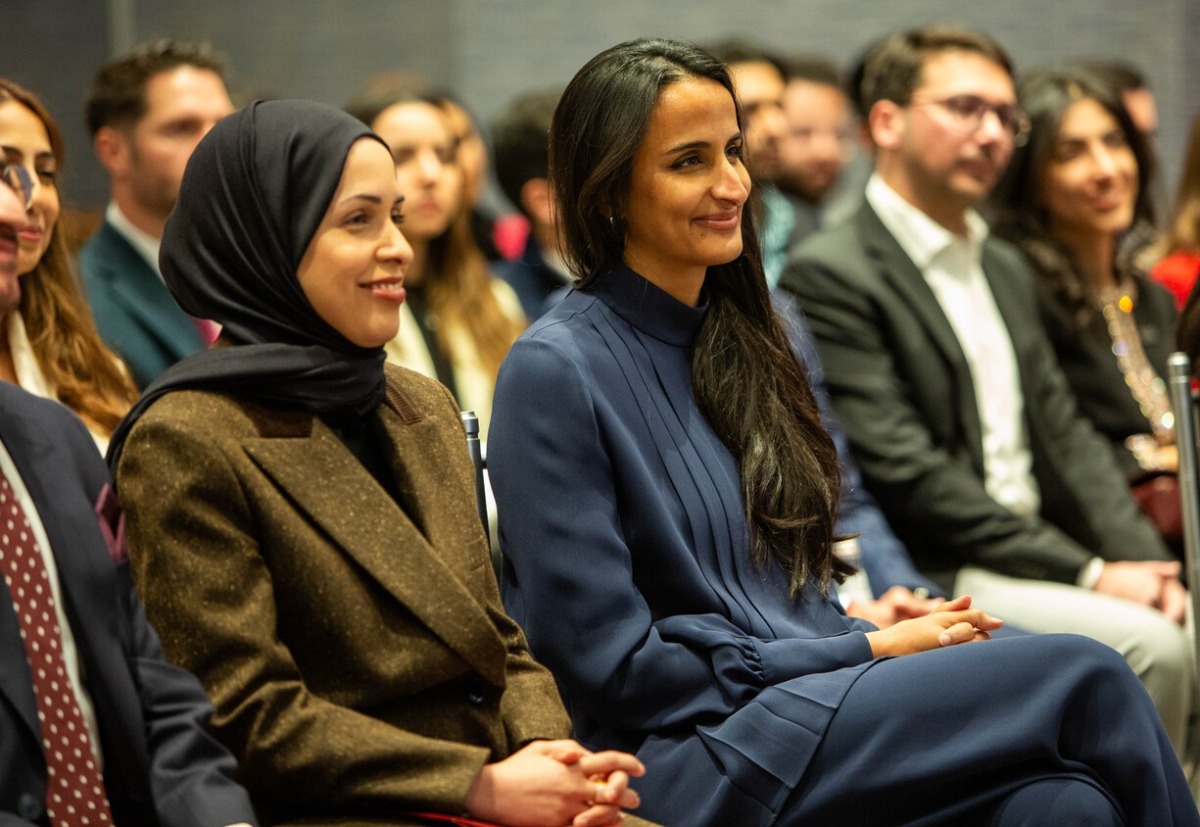 Vice Chairperson of Qatar Foundation H E Sheikha Hind bint Hamad Al-Thani and Permanent Representative of Qatar to the United Nations H E Sheikha Alya Ahmed bin Saif Al-Thani during the event.