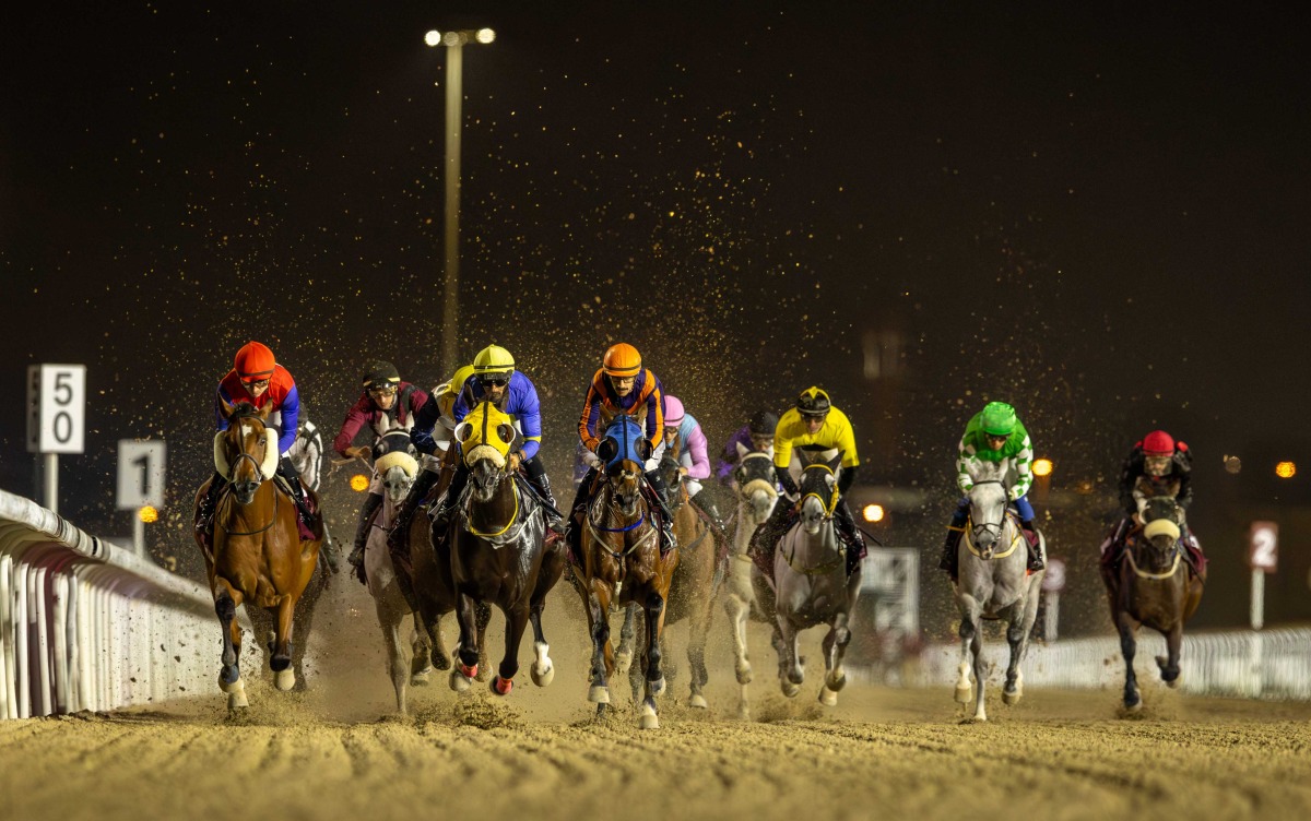 Action during the 12th Al Rayyan Meeting at Al Rayyan Racecourse yesterday.