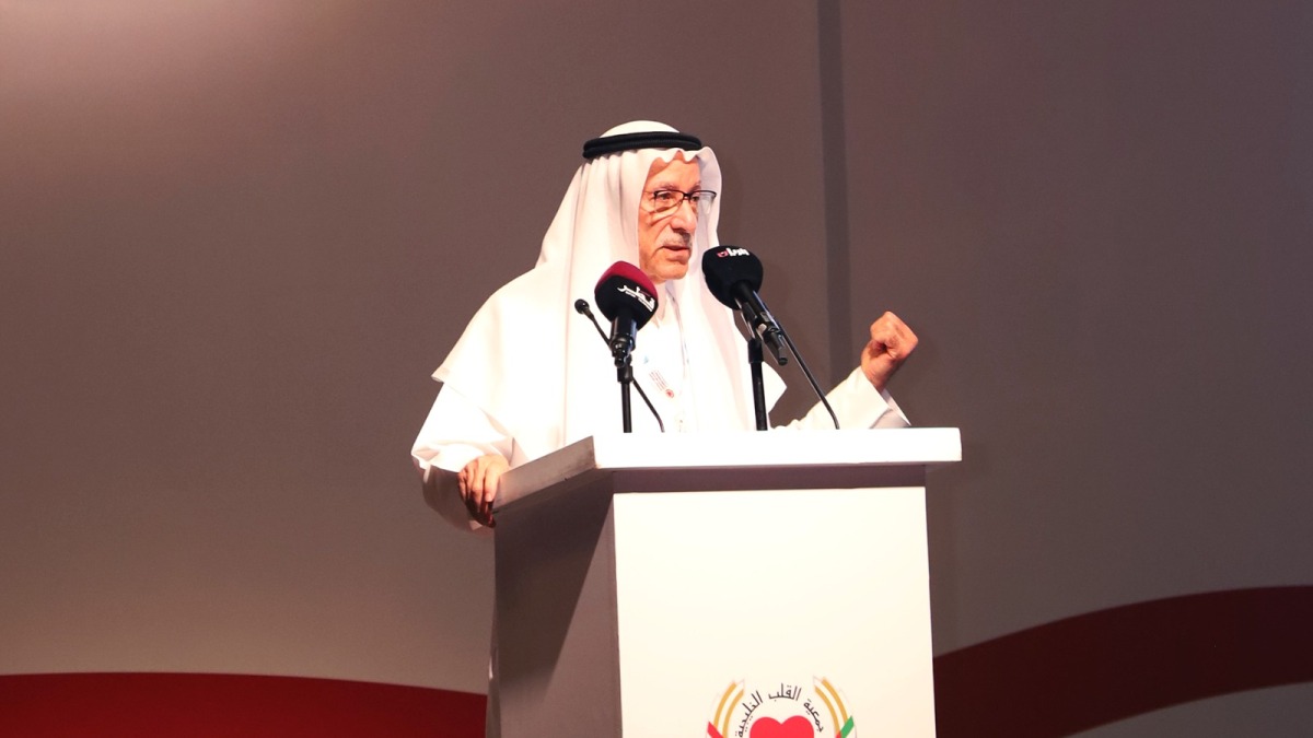 Conference Chairman H E Dr. Hajar Ahmed Hajar Albinali addressing the audience at the event.