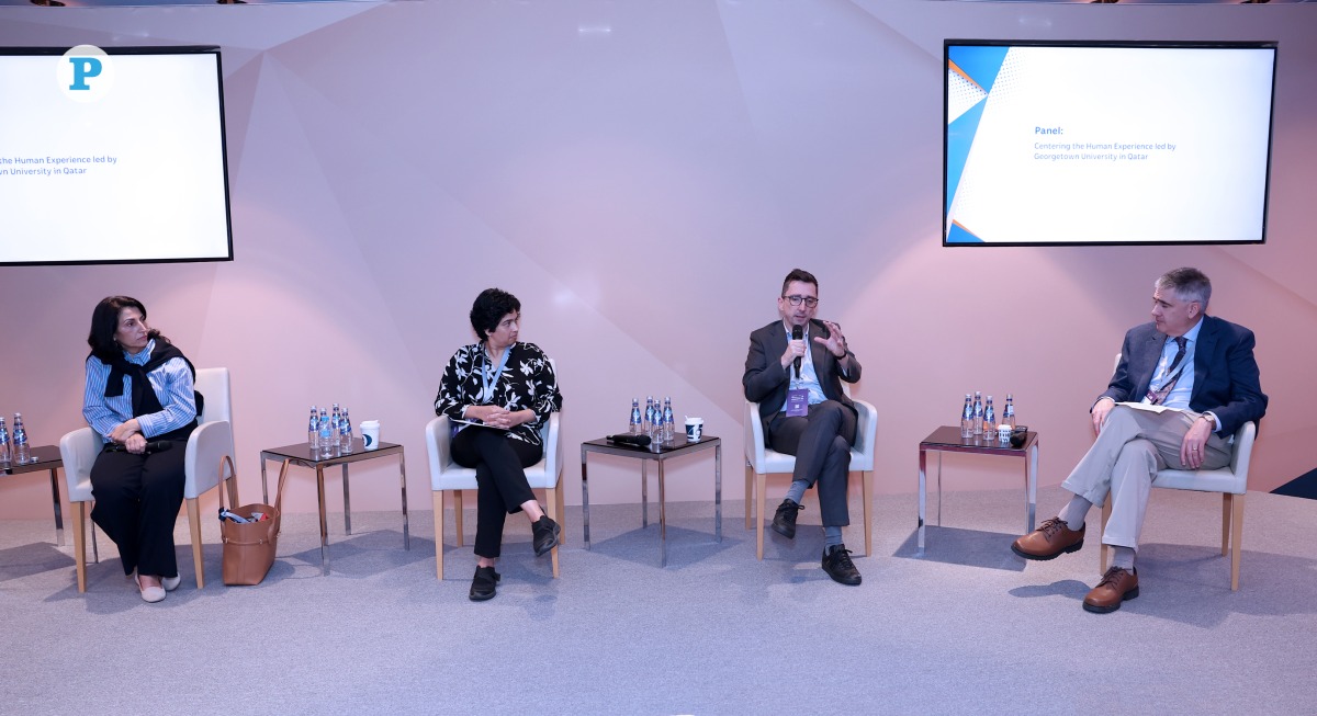 From left: Jeremy Koons, Gabor Scheiring, Anjana Jacobs and Diana Buttu during the panel discussion.  Pic: Rajan Vadakkemuriyil/The Peninsula