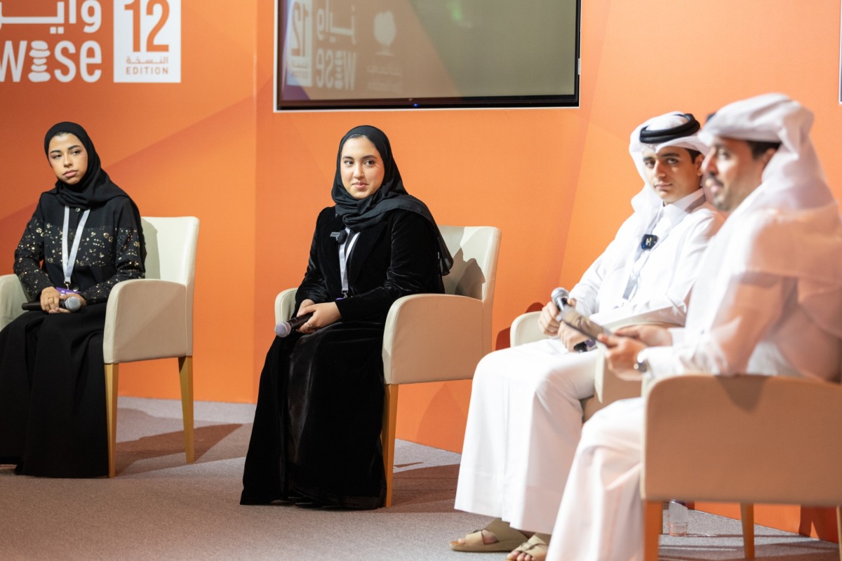 Youth ambassadors from Qatar Foundation’s Akhlaquna initiative during panel discussion at the WISE 12 Summit.