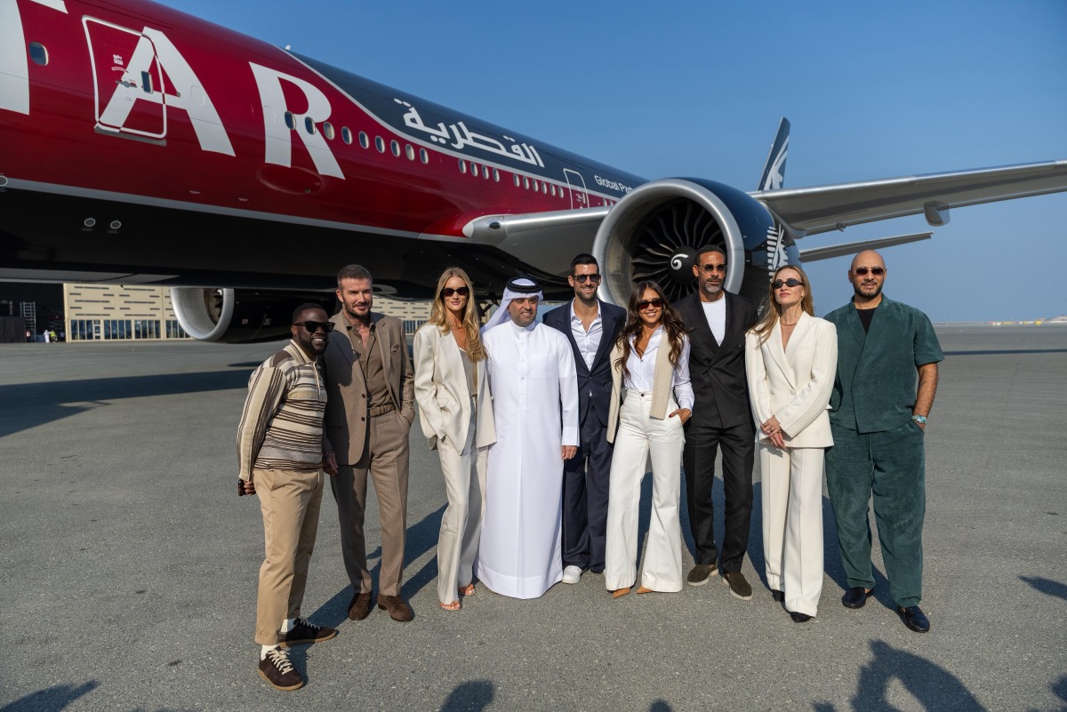Qatar Airways Group Chief Executive Officer, Engr. Badr Mohammed Al-Meer with the airline’s star partners during the launch of the airline’s new F1-themed livery. 