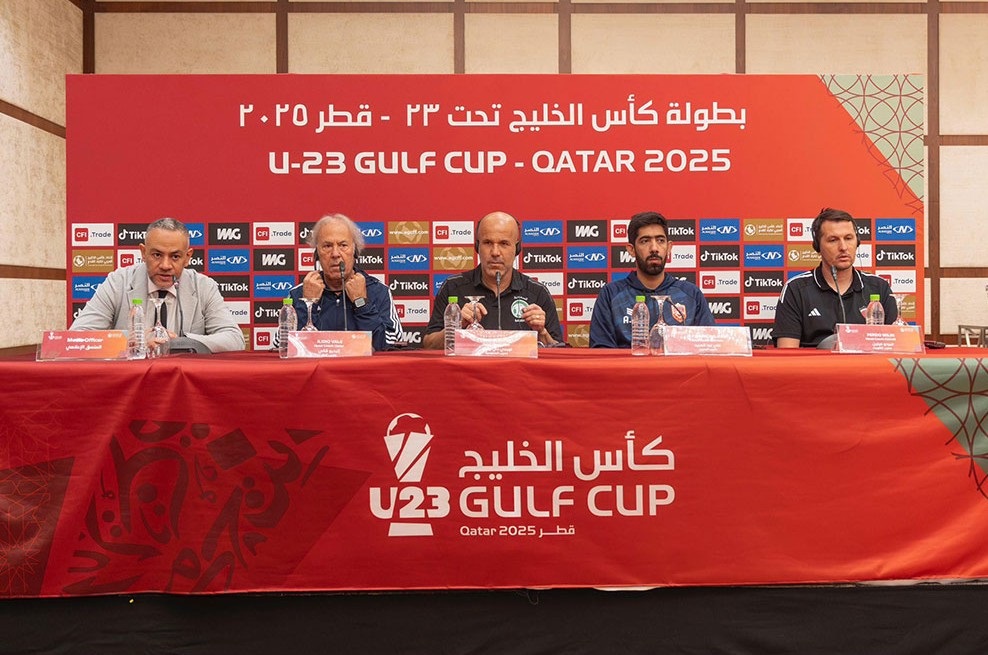 Coaches of participating teams during a press conference yesterday. 