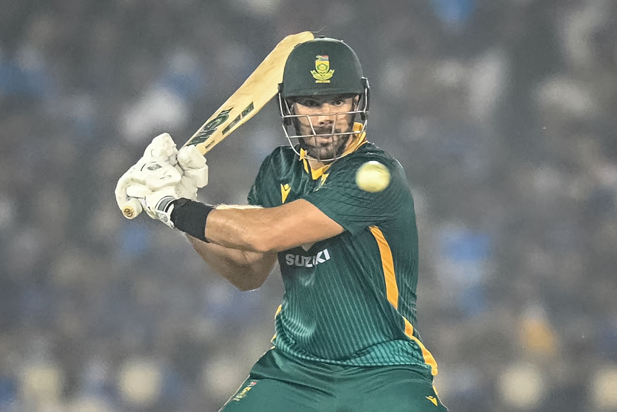 South Africa’s Aiden Markram plays a shot.