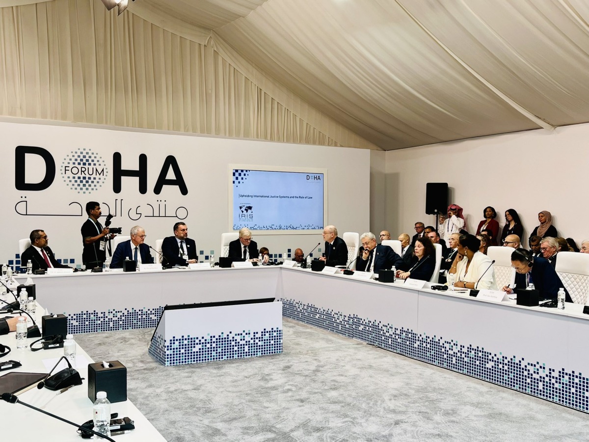 Panelists during a discussion on international justice system and rule of law. 