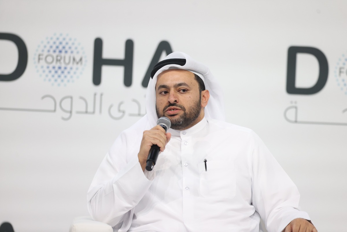 Minister of State H E Dr. Mohammed bin Abdulaziz Al-Khulaifi speaking during the forum.