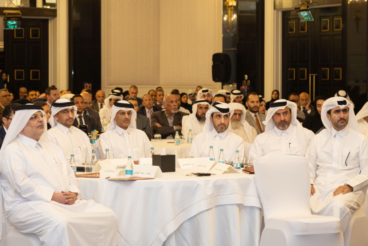 Minister of Justice and Minister of State for Cabinet Affairs, H E Ibrahim bin Ali Al-Mohannadi with other dignitaries and officials during the Doha Arbitration Day 2025 Conference.