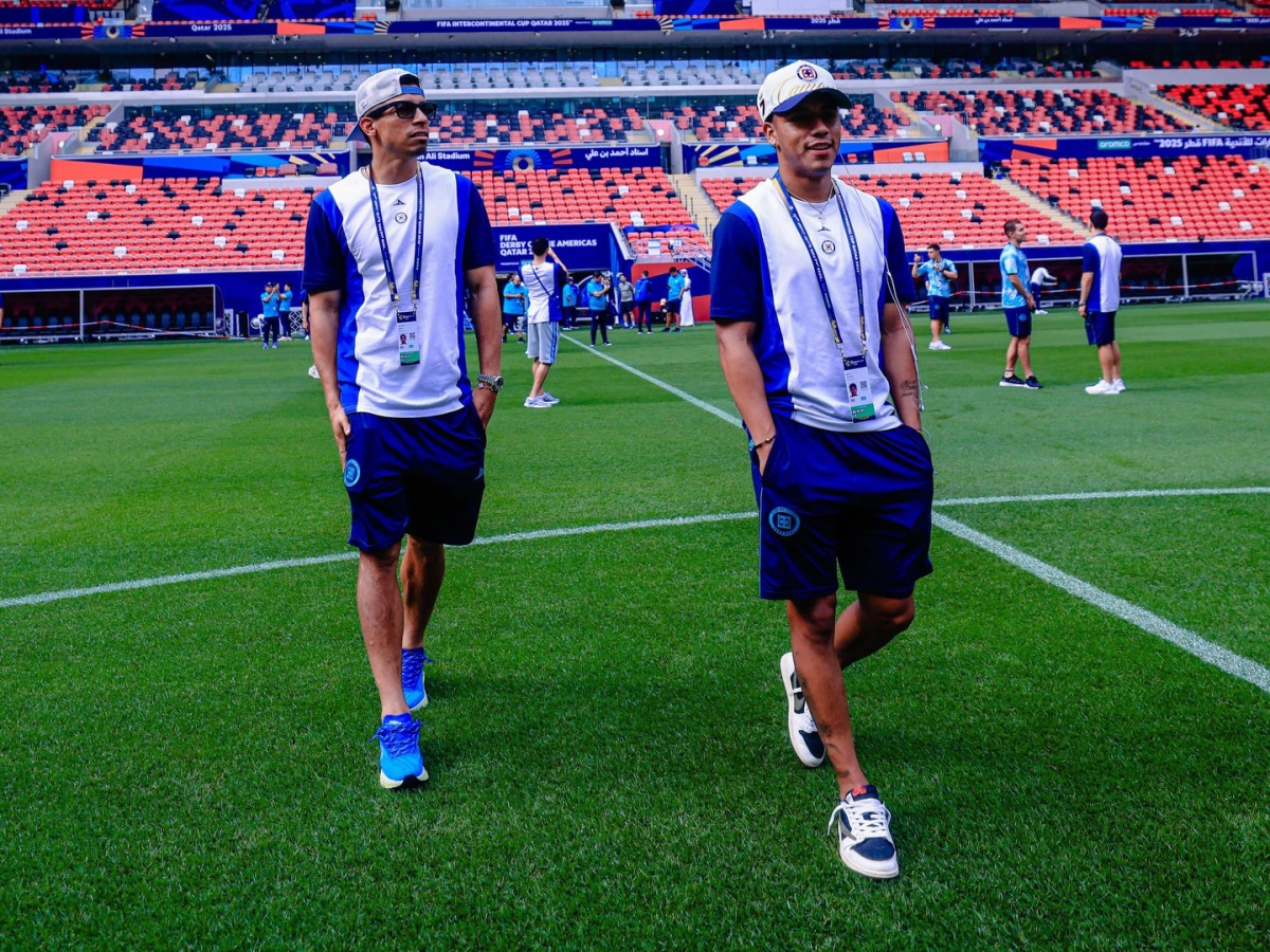 Cruz Azul players at the Ahmad Bin Ali Stadium on the eve of the match.