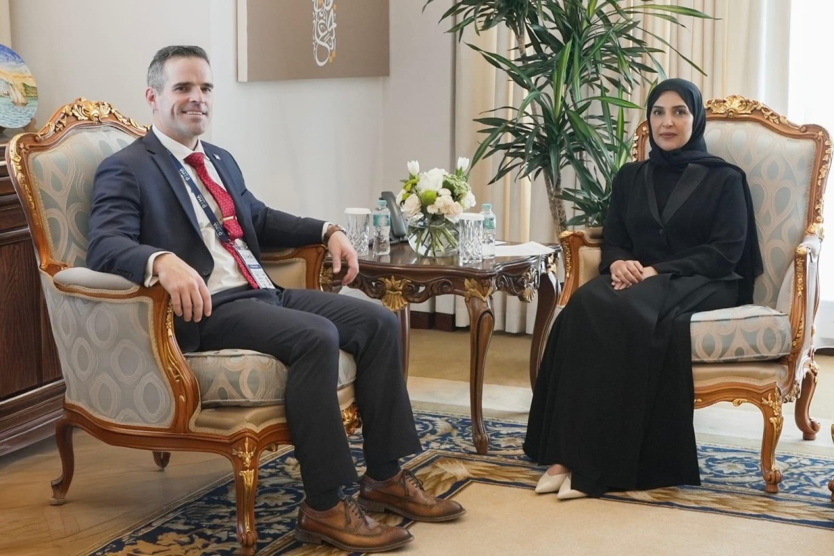 NHRC Chairperson H E Maryam bint Abdullah Al-Attiyah meeting US Deputy Assistant Secretary of State in the Bureau of Democracy, Human Rights, and Labour H E Jacob MacGee.