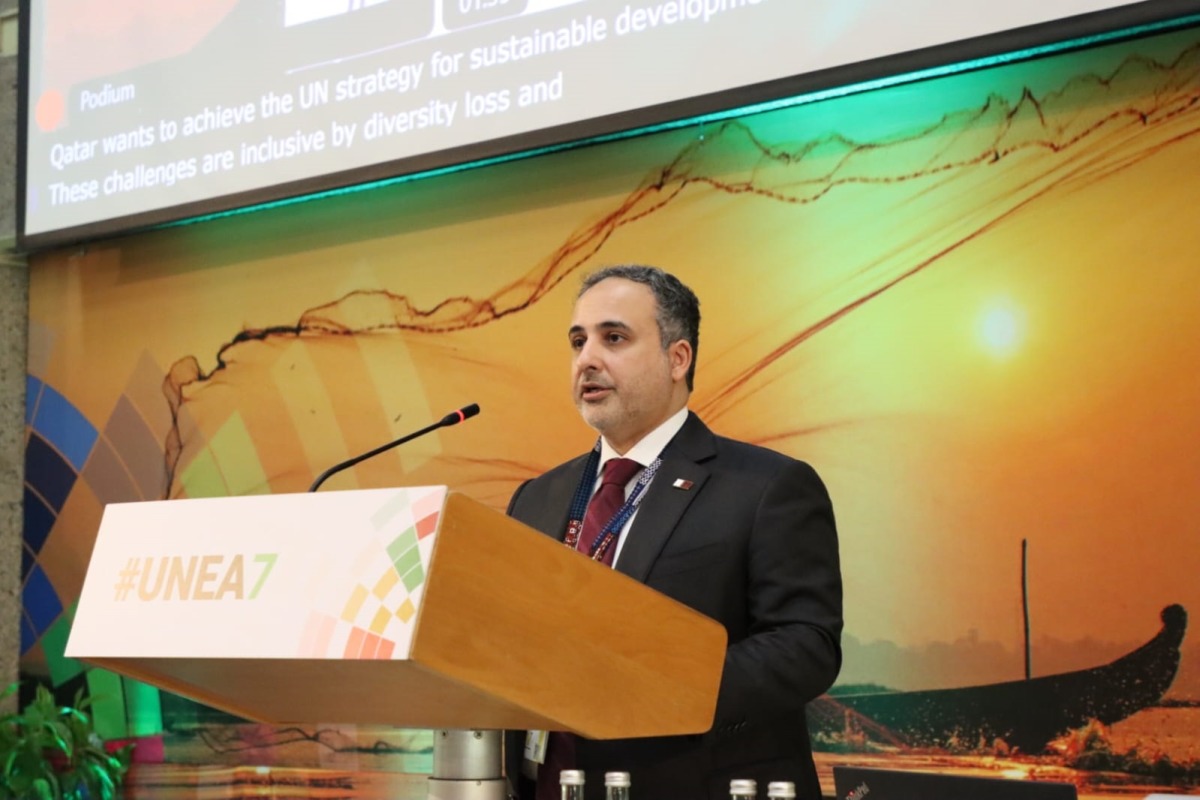 Minister of Environment and Climate Change H E Dr. Abdullah bin Abdulaziz bin Turki Al Subaie participating in the high-level segment of UNEA-7. 
