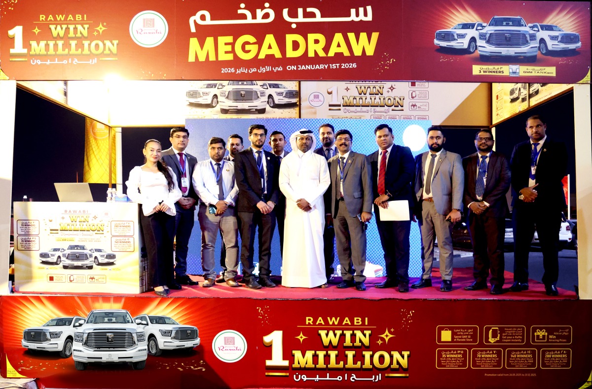 Officials during a grand Mega Draw of Rawabi Hypermarket.