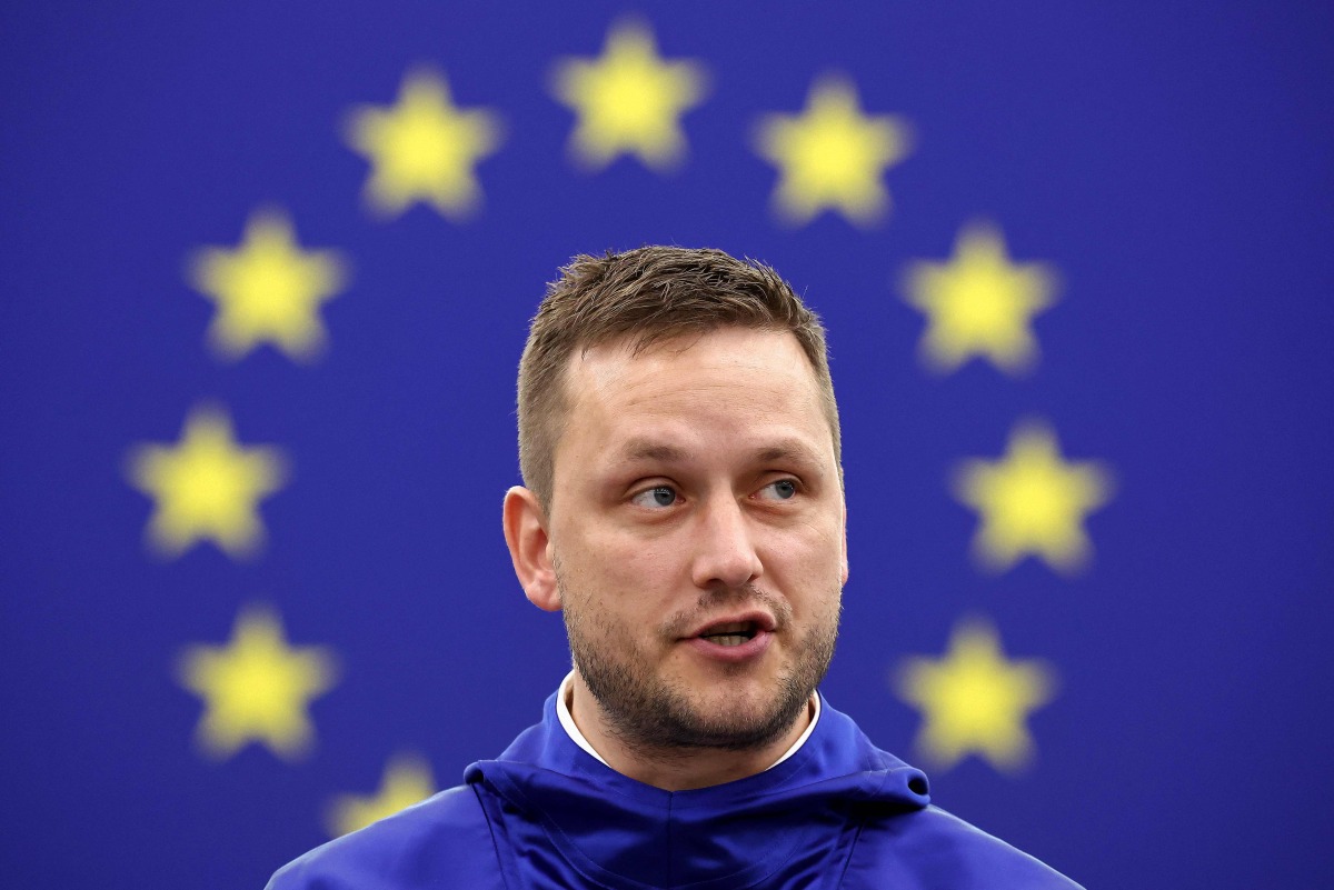Greenland's Head of Government Jens-Frederik Nielsen addresses Members of European Parliament (MEP) during a formal sitting at the European Parliament in Strasbourg, eastern France, on October 8, 2025. Photo by FREDERICK FLORIN / AFP