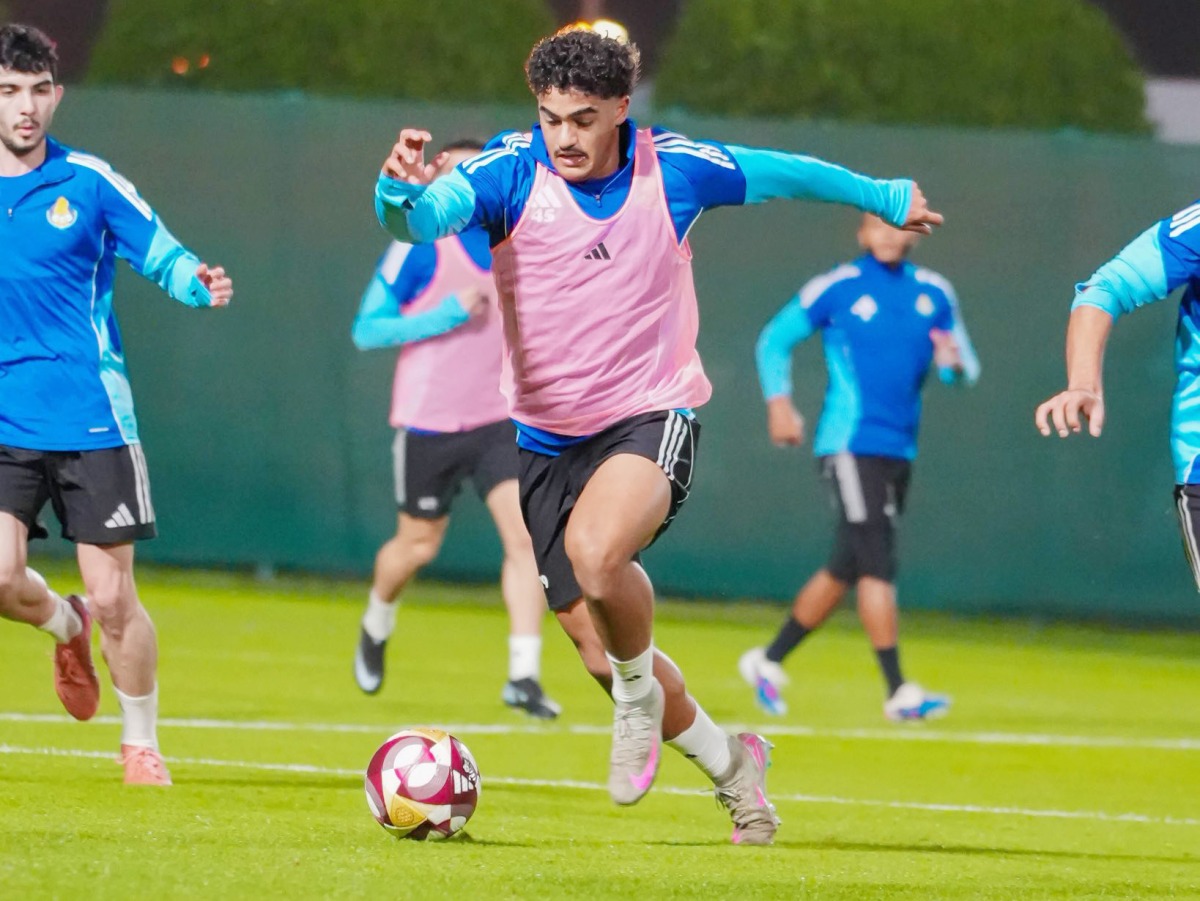 Al Gharafa players during a training session.